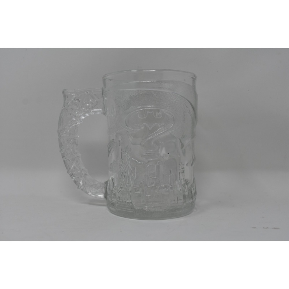 Batman Forever McDonald's Glass Mug Cup Clear Collector Drinking Mug 1995